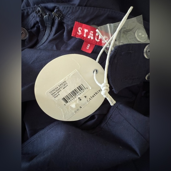 NWT STAUD Navy Teresa Midi Dress - Picture 8 of 10